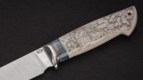 Нож Барс (S125V, нейзильбер, стабилизированный зуб мамонта, клык моржа, скрим шоу - барс, формованные ножны), фото 3