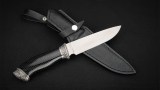 Нож Барс (S390, чёрный акрил соты, авторское литьё мельхиор), фото 5