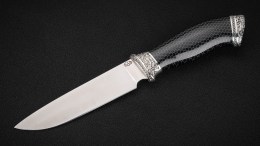 Нож Барс (S390, чёрный акрил соты, авторское литьё мельхиор)