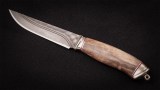 Нож Бекас (булат, стабилизированная карельская береза, мельхиор, долы-камень), фото 6
