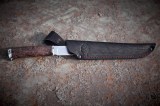 Нож Бекас (М390, коричневая стабилизированная карельская берёза, нейзильбер), фото 4