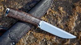 Нож Бекас (М390, коричневая стабилизированная карельская берёза, нейзильбер)