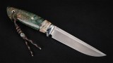Нож Бекас (М390, нейзильбер, вставка - стабилизированный зуб мамонта, стабилизированная карельская берёза зелёная, мозаичные пины), фото 5