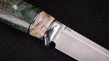 Нож Бекас (М390, нейзильбер, вставка - стабилизированный зуб мамонта, стабилизированная карельская берёза зелёная, мозаичные пины), фото 6