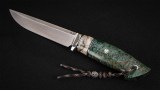 Нож Бекас (М390, нейзильбер, вставка - стабилизированный зуб мамонта, стабилизированная карельская берёза зелёная, мозаичные пины), фото 4