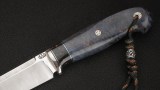 Нож Бекас (N690, тёмный кориан, стабилизированная карельская берёза - синяя, мозаичные пины), фото 3