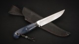 Нож Бекас (N690, тёмный кориан, стабилизированная карельская берёза - синяя, мозаичные пины), фото 6