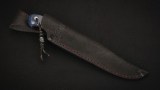 Нож Бекас (N690, тёмный кориан, стабилизированная карельская берёза - синяя, мозаичные пины), фото 7