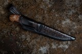 Нож Бекас (S90V, темный кориан, стабилизированная карельская береза, формованные ножны), фото 7