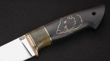 Нож Бобр (Х12МФ, стабилизированная вставка, чёрный граб, инкрустация - кабан), фото 3