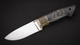 Нож Бобр (Х12МФ, стабилизированная вставка, чёрный граб, инкрустация - кабан)