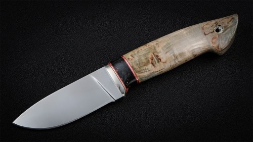 Нож Бобр (К340, вставка - кориан, стабилизированная карельская береза)