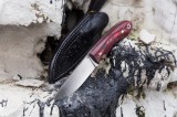 Нож Бобр (S390, фултанг, красный карбон, формованные ножны), фото 11