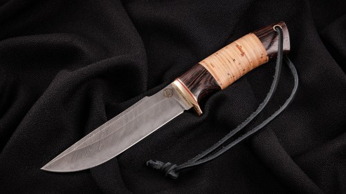 Нож Егерь (дамаск, береста, венге)