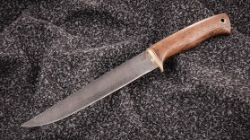 Нож Филейный большой (дамаск, орех)