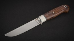 Нож Финский (S125V, вставка - клык моржа, айронвуд, мозаичные пины, формованные ножны)
