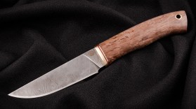 Нож Грибник (дамаск, стабилизированная карельская берёза)