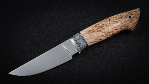 Нож Грибник (К340, вставка - кориан, стабилизированная карельская береза)