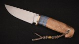 Нож Грибник (S390, вставка - стабилизированная карельская береза, корень ореха), фото 5