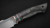 Нож Хищник (95Х18, вставка - зелёный акрил, чёрный граб, инкрустация волк), фото 4