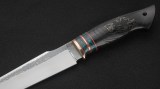 Нож Хищник (95Х18, вставка - зелёный акрил, чёрный граб, инкрустация волк), фото 3