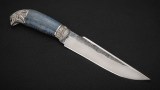Нож Хищник (Х12МФ, стабилизированная карельская берёза синяя, литье мельхиор), фото 5