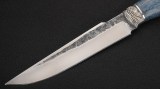 Нож Хищник (Х12МФ, стабилизированная карельская берёза синяя, литье мельхиор), фото 2