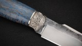 Нож Хищник (Х12МФ, стабилизированная карельская берёза синяя, литье мельхиор), фото 6
