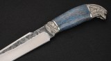 Нож Хищник (Х12МФ, стабилизированная карельская берёза синяя, литье мельхиор), фото 3