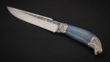 Нож Хищник (Х12МФ, стабилизированная карельская берёза синяя, литье мельхиор), фото 4