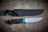 Нож Ирбис (ELMAX, синий акрил, стабилизированный чёрный граб, мозаичные пины), фото 2