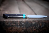 Нож Ирбис (ELMAX, синий акрил, стабилизированный чёрный граб, мозаичные пины), фото 5