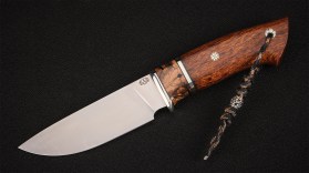 Нож Ирбис (S390, незильбер, вставка - бивень мамонта, айронвуд, мозаичные пины)