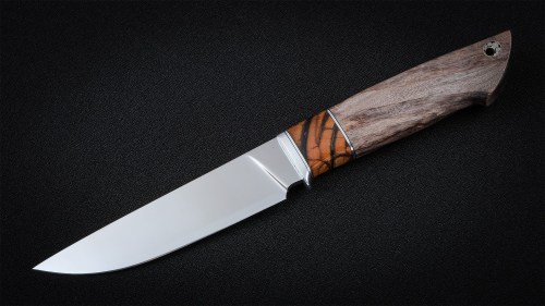 Нож Иртыш (К340, вставка - стабилизированный бевень мамонта, стабилизированная карельская береза)