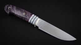 Нож Иртыш (S390, вставка - кориан, стабилизированная карельская береза, мозаичные пины)