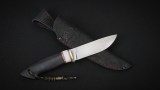 Нож Куница (D2, вставка - белый кориан, черный граб, инкрустация паутина), фото 6