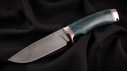 Нож Куница (ХВ5-алмазка, стабилизированная карельская береза, мельхиор)