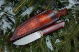 Нож Куница (М398, макуме, красно-черный карбон, формованные ножны), фото 5