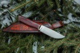 Нож Куница (М398, макуме, красно-черный карбон, формованные ножны), фото 6
