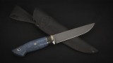 Нож Леший (D2, вставка - тёмный кориан, стабилизированная карельская берёза синяя, мозаичные пины), фото 6