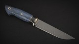 Нож Леший (D2, вставка - тёмный кориан, стабилизированная карельская берёза синяя, мозаичные пины), фото 5