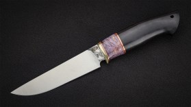 Нож Леший (Х12МФ, стабилизированная вставка, чёрный граб)
