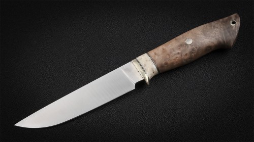 Нож Леший (М390, корень ореха, вставка - кориан, мозаичные пины)
