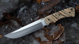 Нож Медведь фултанг (М390, стабилизированный зуб мамонта, формованные ножны)