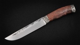 Нож Медведь (Х12МФ, стабилизированная карельская береза, литье мельхиор)
