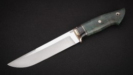 Нож Медведь (К340, тёмный кориан, стабилизированная карельская берёза - зелёная, мозаичные пины)