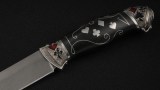 Нож Медведь (D2, чёрный граб, авторское литье карты, инкрустация), фото 3