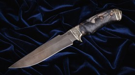 Нож Оберег 2 (алмазка, стабилизированная карельская береза, мельхиор)