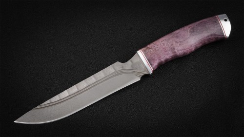 Нож Оберег (D2, стабилизированная карельская береза, дюраль, долы-камень)