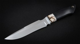 Нож Оберег (К340, вставка - стабилизированный зуб мамонта, черный граб)